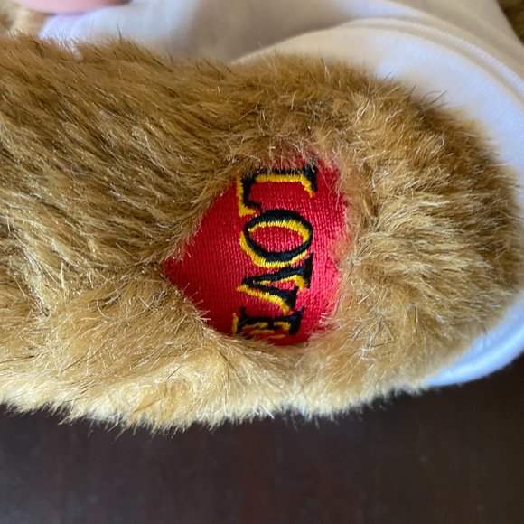 Vtg Vermont Teddy Bear Mohair Love Patch On Left Arm Fully Jointed Golden Brown - Picture 8 of 16